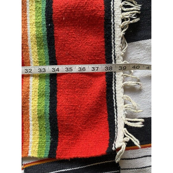 Vintage Handwoven Serape Kilim Rug Runner Wall Hanging. Rose. Wool Blend. Boho. - Picture 12 of 12